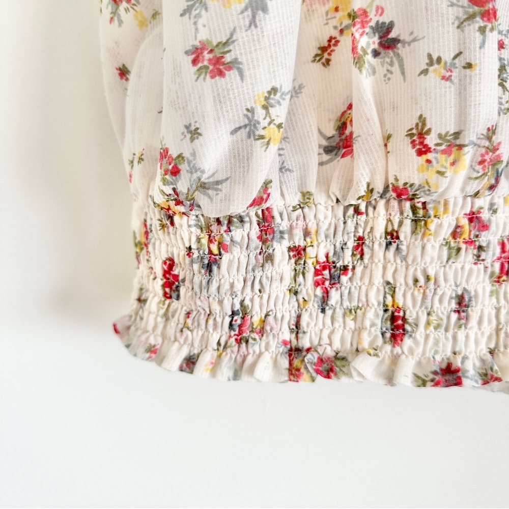Guess • Floral Ruffle Tank with Ruched Hem - Picture 4 of 7